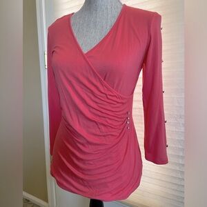 V Cristina Coral Wrap Blouse